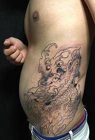 unfinished side waist evil dragon tattoo pattern