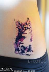 waist watercolor cat tattoo pattern