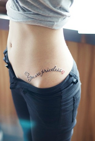 girls thin waist on the beautiful trend of the letter tattoo pattern