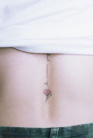 back waist simple English word rose tattoo