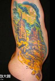 vidukļa dzeltens mākonis arhitektūras tetovējums modelis