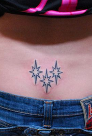 female back waist personality star totem tattoo