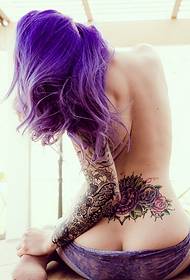 sexy beauty flower arm and back waist rose tattoo