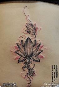 svart vakkert lotus tatoveringsmønster