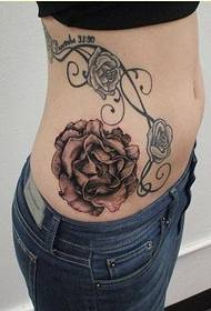 female waist beautiful beautiful floral tattoo pattern picture