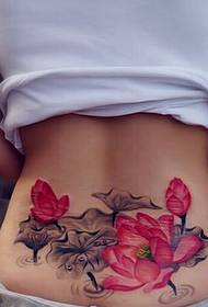 талия красивая поп красивая татуировка лотоса и листьев лотоса