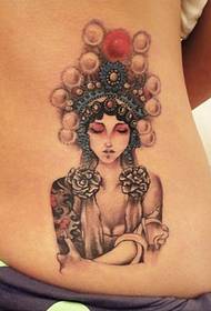 gadis pinggang indah pola tato bunga yang indah