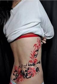 beauty waist beautiful flower tattoo pattern