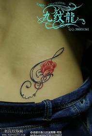 Waist note rose tattoo pattern