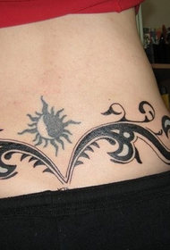 Back waist sun totem tattoo pattern