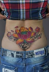 espalda cintura sexy bonita Lotus tatuaje