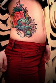 beauty color domineering snake side waist tattoo