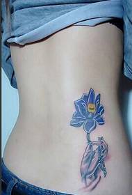 ομορφιά όμορφη πλευρά μέση περγαμόνι lotus τατουάζ εικόνα εικόνα