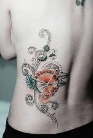 beautiful daisy and vine thin waist tattoo pattern picture