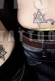 pora juosmens šešiabriaunių žvaigždžių tatuiruotės modelis