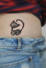 Beautiful and nice cat tattoo pattern picture on the back waist