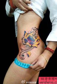 Beauty side waist popular pop lotus tattoo pattern