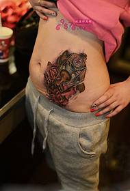 skönhet sidan midjan retro timglas tatuering bild