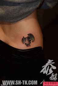 woman's side waist cute love wings tattoo pattern