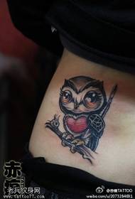 female waist owl tattoo pattern
