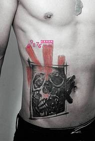 boys retro skull waist tattoo picture