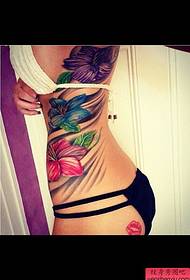 Tattoo Figur empfohlen, eine Frau Taille Farbe kreative Blume Tattoo funktioniert