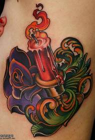 női oldal derék színű gyertya rózsa tetoválás kép