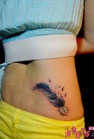 side waist feather tattoo picture
