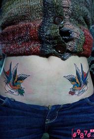 color swallow side waist tattoo picture