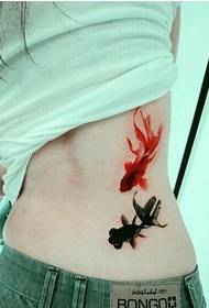 girls waist small goldfish tattoo pattern picture