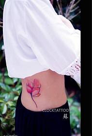 Female Side Waist color flower tattoo picture