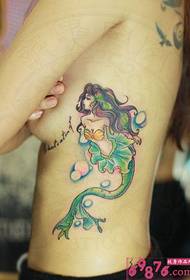 sexy tatuaje de sirena lado cintura tatuaje