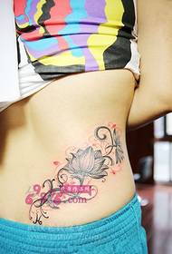 Lotus vine fashion waist tattoo picture