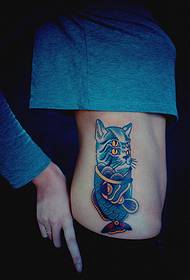 creative fish cat side waist personality tattoo picture