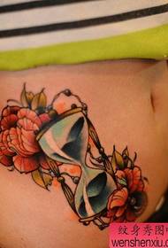 one Woman side waist color hourglass tattoo pattern