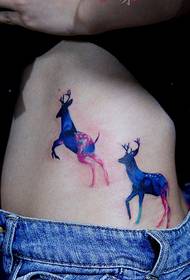 Starry Elk Waist Tattoo Picture