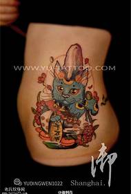 цвет талии сбоку счастливый татуировка кота 71267-талия красивый чернила татуировка хризантема рисунок