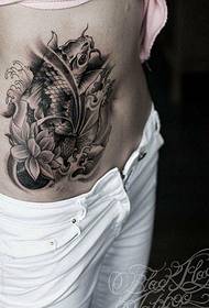 persoonlike vrou kant middellyf inkvis lotus tattoo foto patroon prentjie