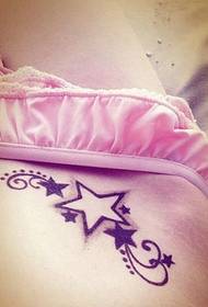 sexy little beauty waist five-pointed star tattoo picture