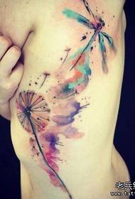 sisi kecantikan pinggang populer pola tato dandelion yang indah