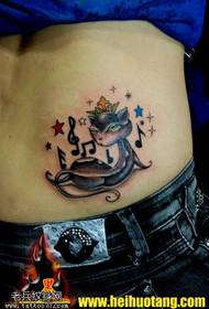 wearing a small crown charming cat tattoo pattern