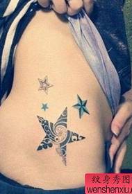 Tattoo show, recommend a side waist five-pointed star tattoo pattern