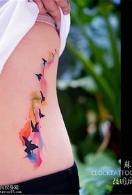 female side waist splash ink Swallow tattoo pattern