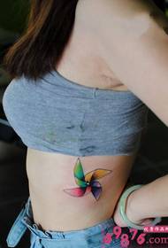 rainbow windmill side waist fashion tattoo picture