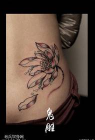 padrão de tatuagem de flor de lótus de estilo chinês de tinta