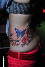 kagandahang gilid baywang sexy butterfly bulaklak vine tattoo larawan larawan