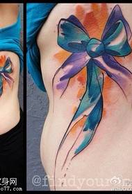 side waist color bow tattoo picture