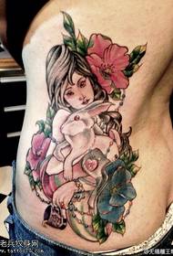 side waist color girl tattoo picture