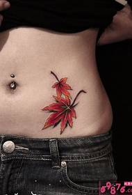 side waist beautiful maple leaf tattoo picture