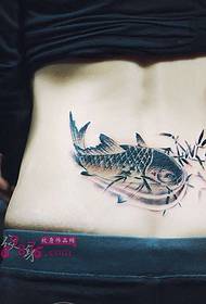 Ink bamboo squid back waist tattoo picture